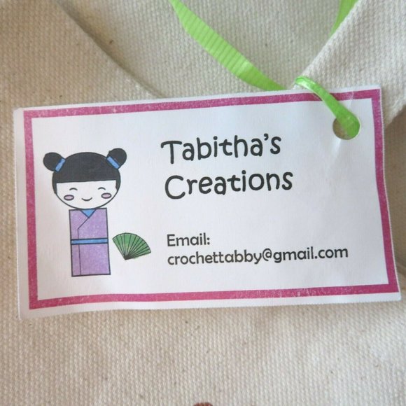 New Old Stock Hand Painted Beige Canvas Tote Shoulder Bag Shipping Bag 13 x 13 - Picture 6 of 6